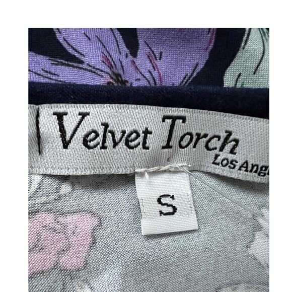 Velvet Torch Womens Small Navy Floral Blouson Sleeve Mini Dress Swiftie Whimsy - Picture 3 of 10